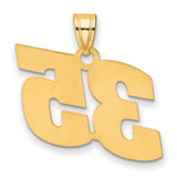 Polished Block Number 35 Charm Pendant in Real 14k Yellow Gold