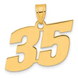 Polished Block Number 35 Charm Pendant in Real 14k Yellow Gold