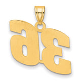 Polished Block Number 36 Charm Pendant in Real 14k Yellow Gold