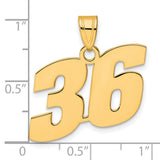 Polished Block Number 36 Charm Pendant in Real 14k Yellow Gold