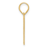 Polished Block Number 37 Charm Pendant in Real 14k Yellow Gold