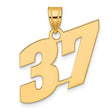 Polished Block Number 37 Charm Pendant in Real 14k Yellow Gold
