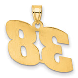 Polished Block Number 38 Charm Pendant in Real 14k Yellow Gold