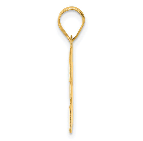 Polished Block Number 39 Charm Pendant in Real 14k Yellow Gold