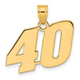Polished Block Number 40 Charm Pendant in Real 14k Yellow Gold