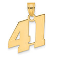 Polished Block Number 41 Charm Pendant in Real 14k Yellow Gold