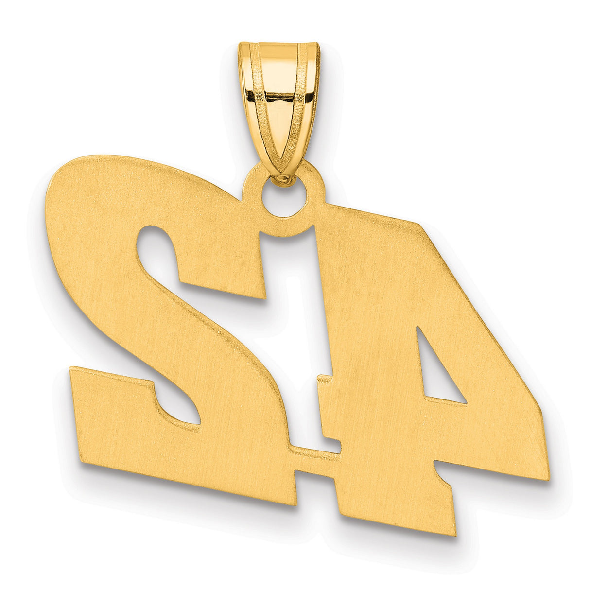 Polished Block Number 42 Charm Pendant in Real 14k Yellow Gold