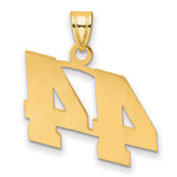 Polished Block Number 44 Charm Pendant in Real 14k Yellow Gold