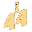 Polished Block Number 44 Charm Pendant in Real 14k Yellow Gold
