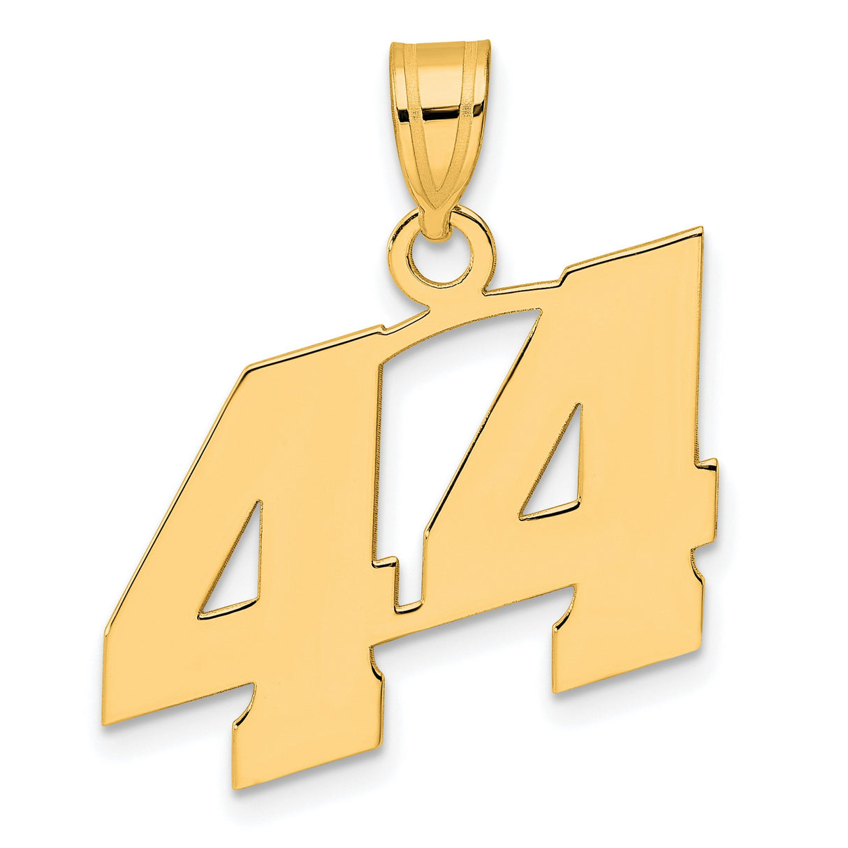 Polished Block Number 44 Charm Pendant in Real 14k Yellow Gold