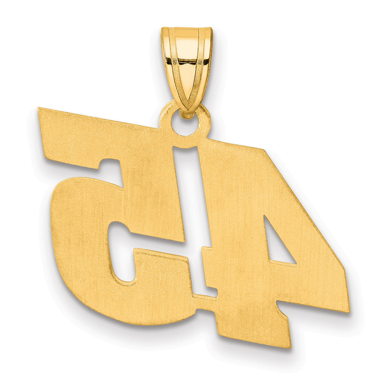 Polished Block Number 45 Charm Pendant in Real 14k Yellow Gold