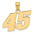Polished Block Number 45 Charm Pendant in Real 14k Yellow Gold