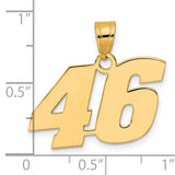 Polished Block Number 46 Charm Pendant in Real 14k Yellow Gold