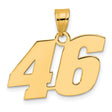 Polished Block Number 46 Charm Pendant in Real 14k Yellow Gold