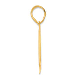 Polished Block Number 47 Charm Pendant in Real 14k Yellow Gold