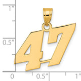 Polished Block Number 47 Charm Pendant in Real 14k Yellow Gold