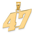 Polished Block Number 47 Charm Pendant in Real 14k Yellow Gold