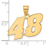 Polished Block Number 48 Charm Pendant in Real 14k Yellow Gold