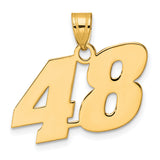 Polished Block Number 48 Charm Pendant in Real 14k Yellow Gold
