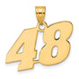 Polished Block Number 48 Charm Pendant in Real 14k Yellow Gold