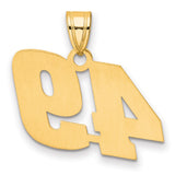 Polished Block Number 49 Charm Pendant in Real 14k Yellow Gold