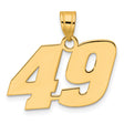 Polished Block Number 49 Charm Pendant in Real 14k Yellow Gold