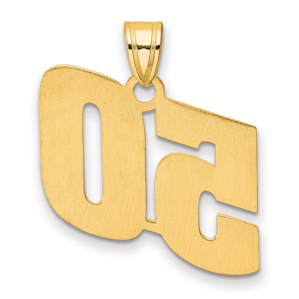 Polished Block Number 50 Charm Pendant in Real 14k Yellow Gold