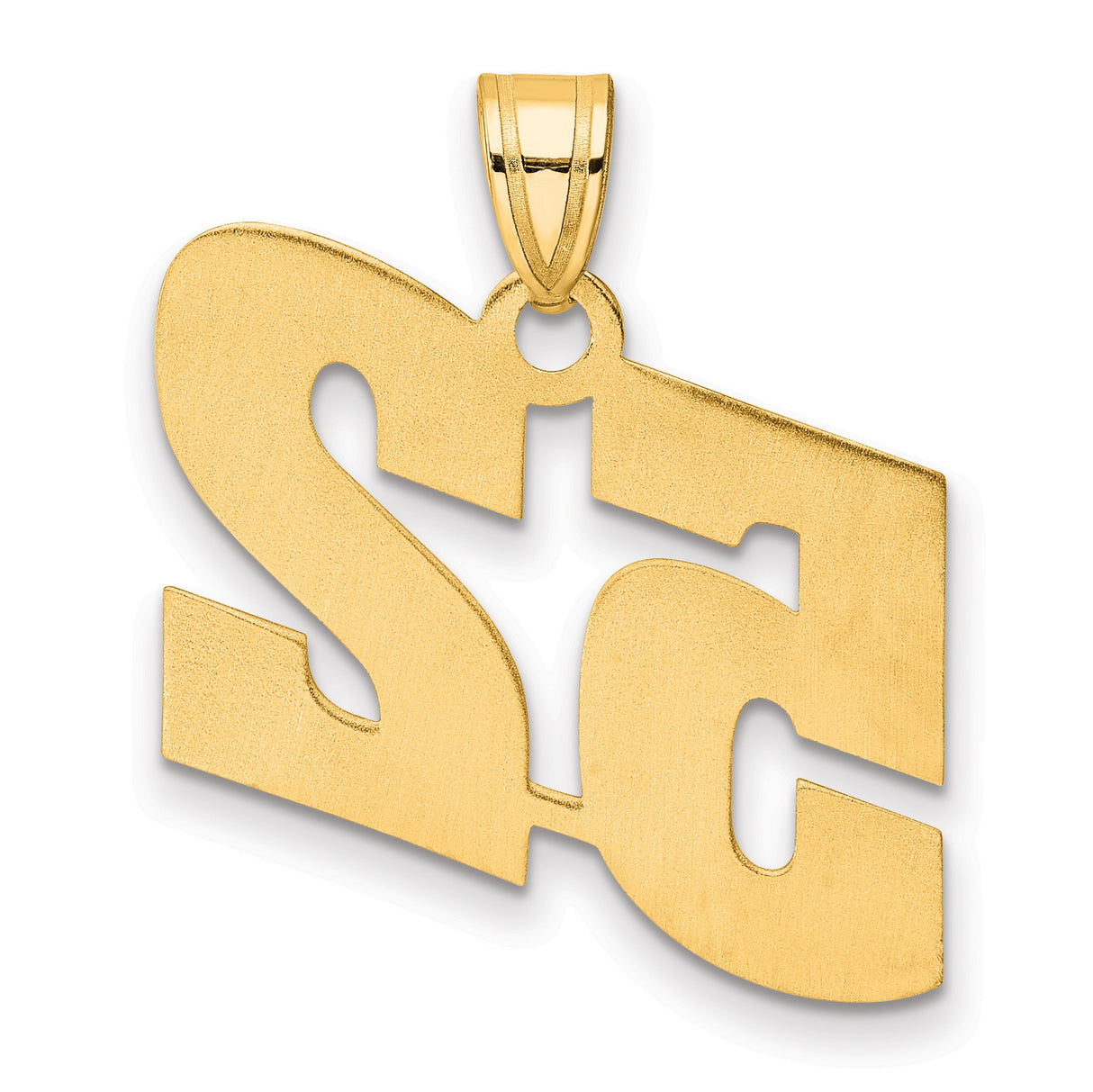 Polished Block Number 52 Charm Pendant in Real 14k Yellow Gold