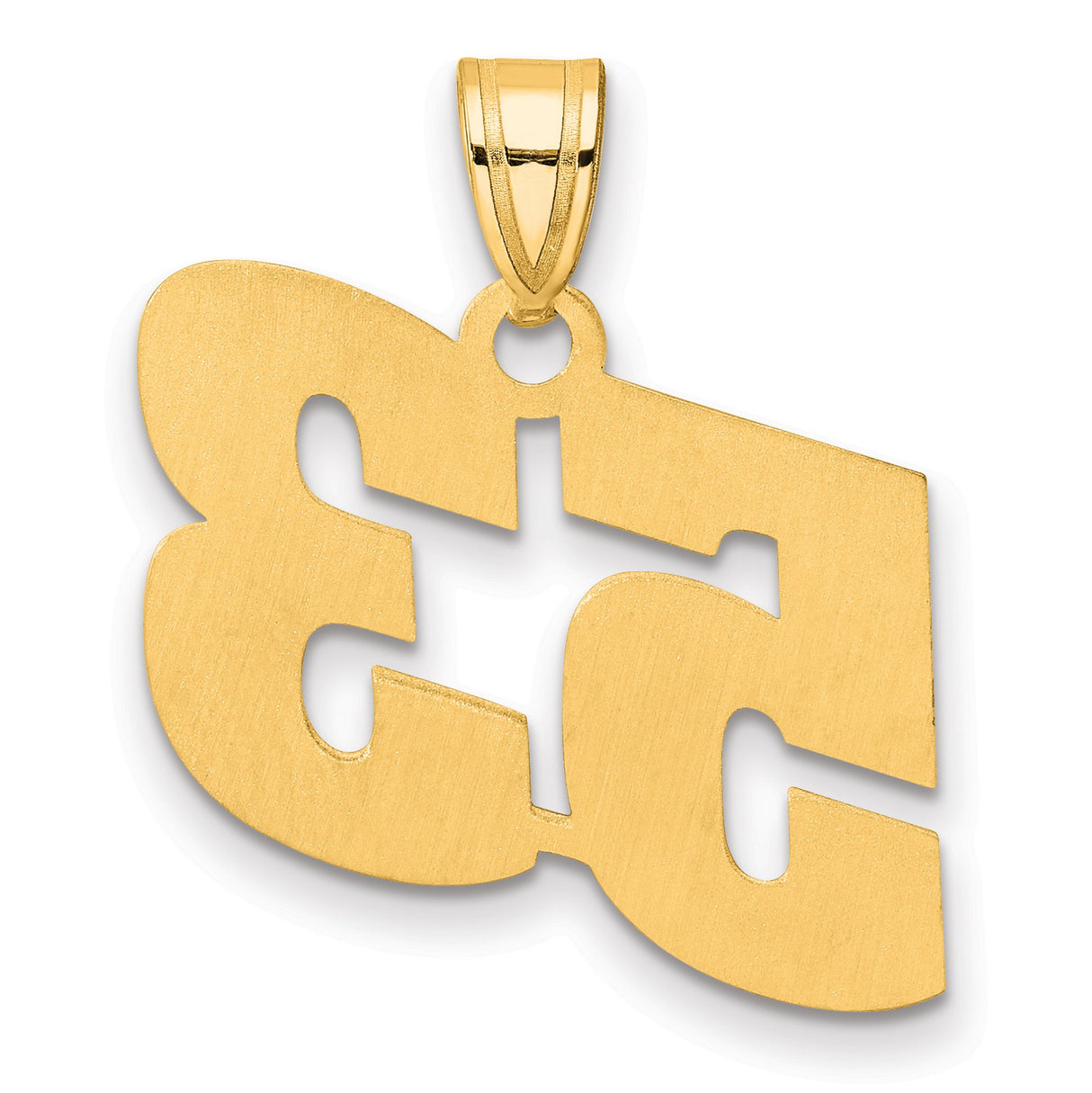Polished Block Number 53 Charm Pendant in Real 14k Yellow Gold