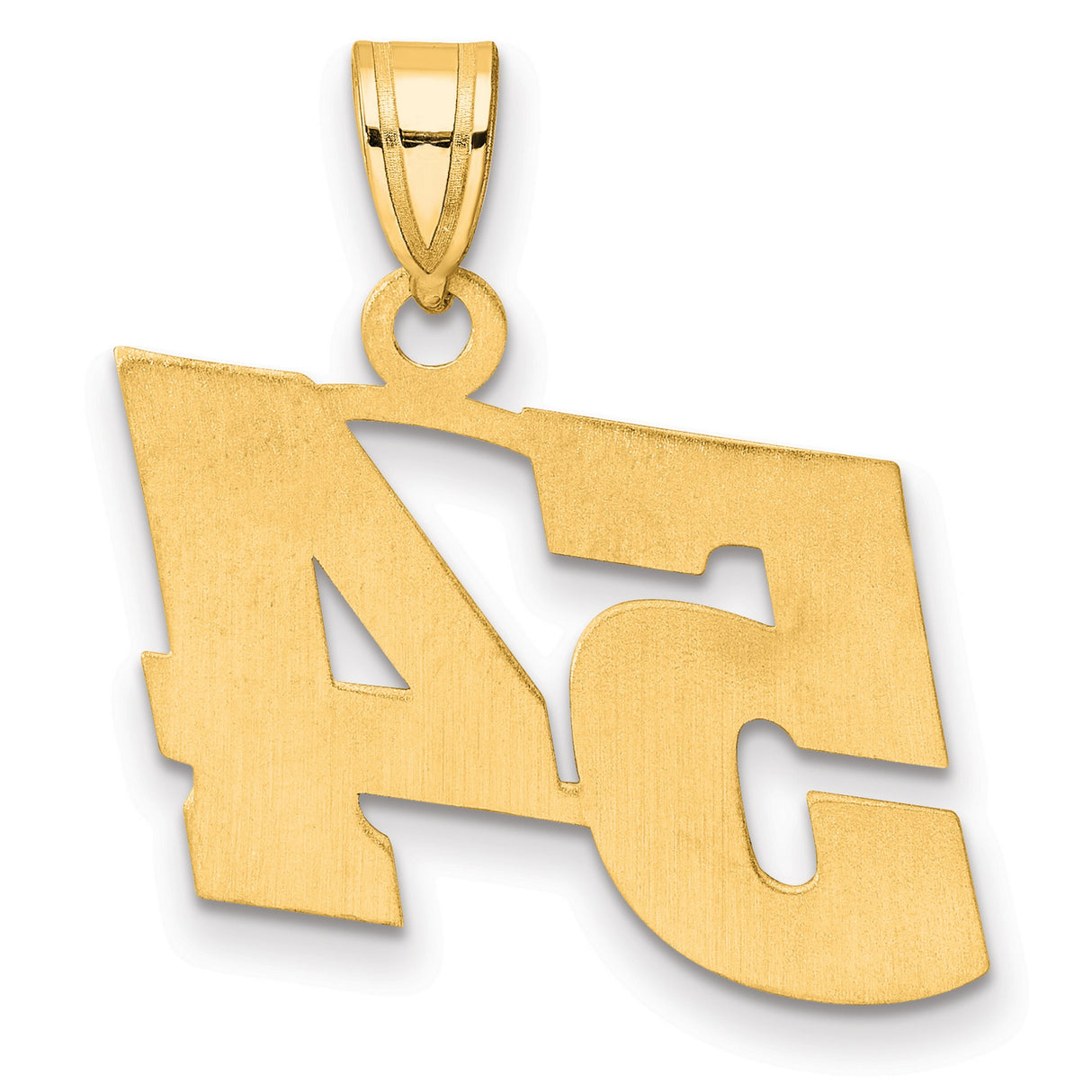 Polished Block Number 54 Charm Pendant in Real 14k Yellow Gold