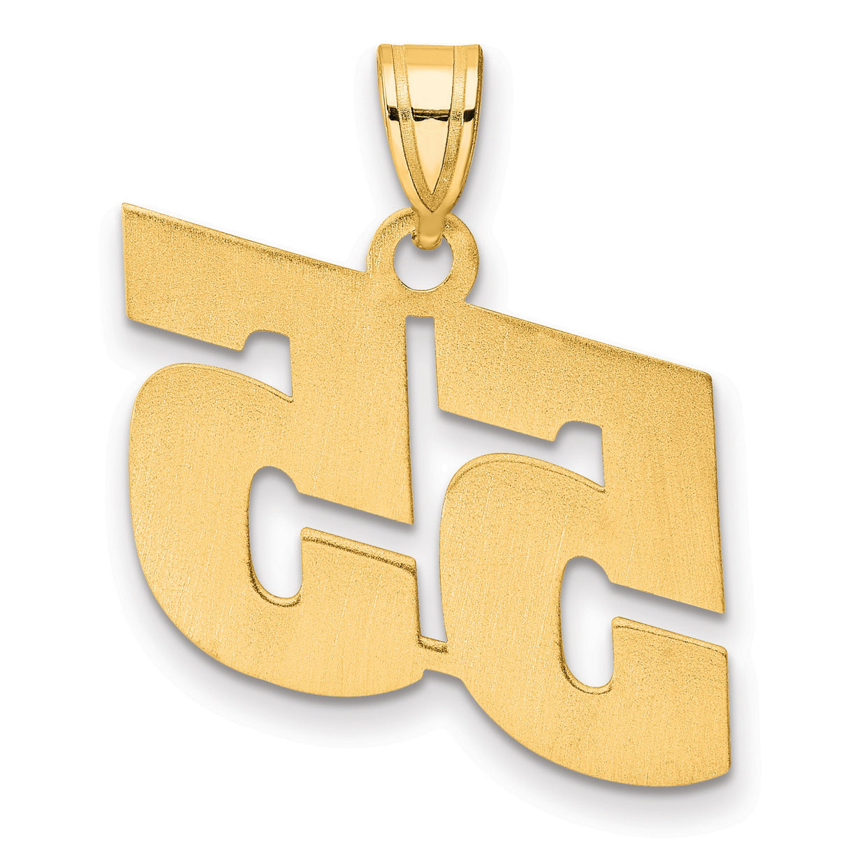 Polished Block Number 55 Charm Pendant in Real 14k Yellow Gold