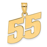 Polished Block Number 55 Charm Pendant in Real 14k Yellow Gold