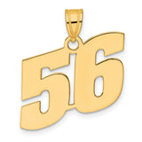 Polished Block Number 56 Charm Pendant in Real 14k Yellow Gold