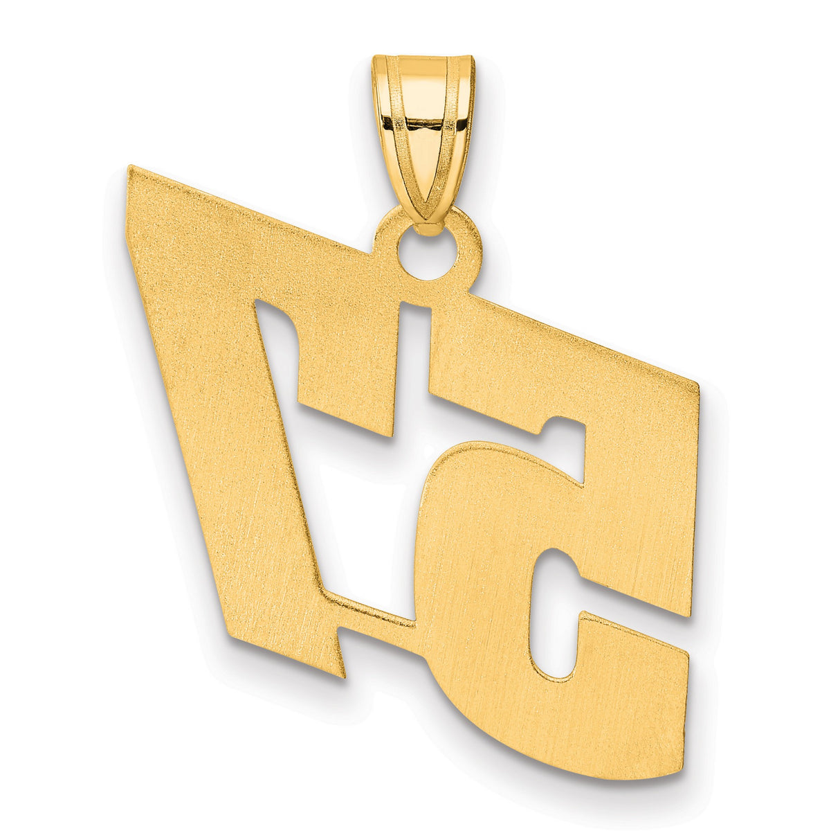 Polished Block Number 57 Charm Pendant in Real 14k Yellow Gold