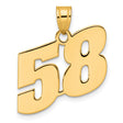 Polished Block Number 58 Charm Pendant in Real 14k Yellow Gold