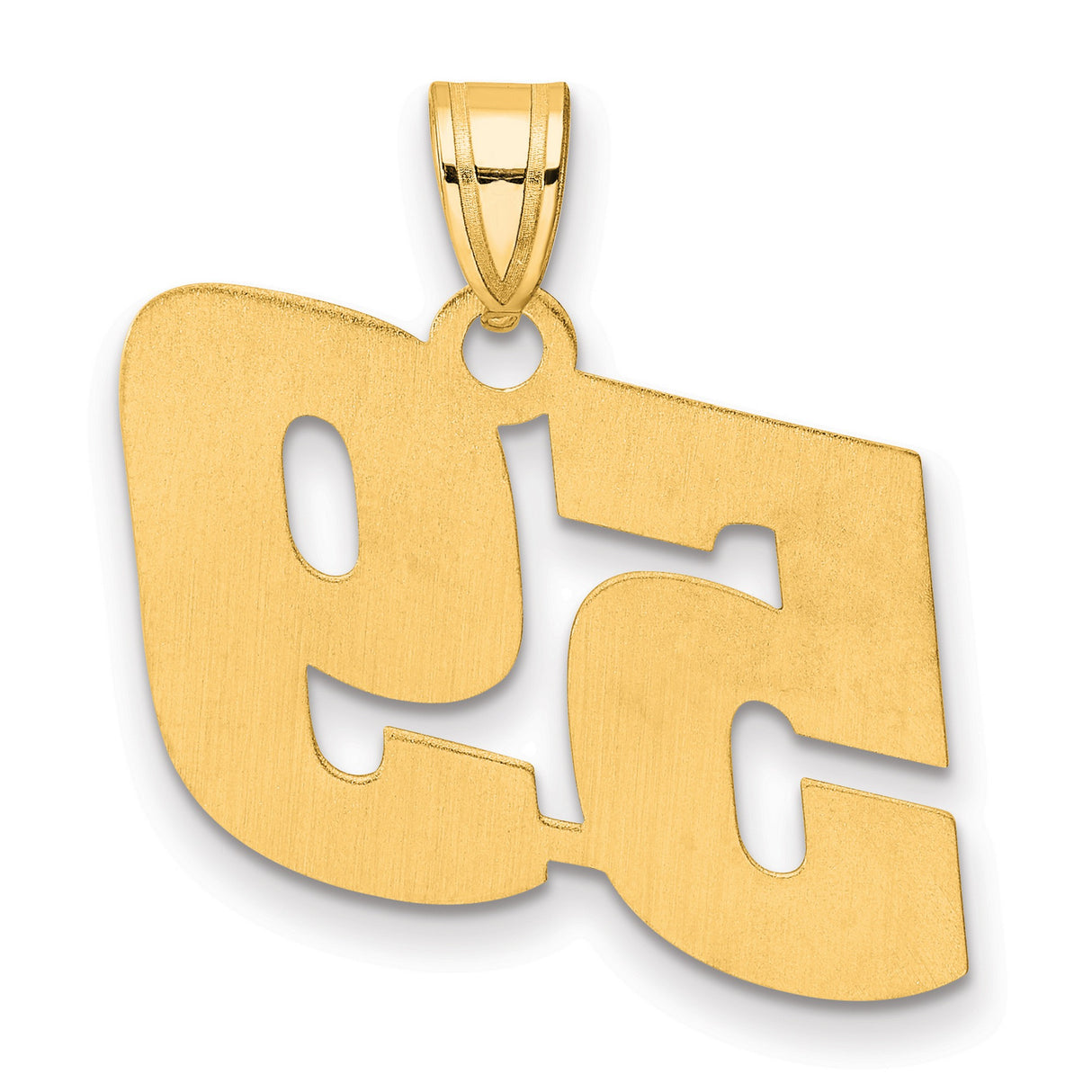Polished Block Number 59 Charm Pendant in Real 14k Yellow Gold