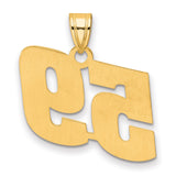 Polished Block Number 59 Charm Pendant in Real 14k Yellow Gold