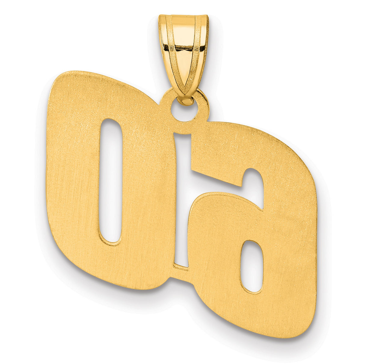 Polished Block Number 60 Charm Pendant in Real 14k Yellow Gold