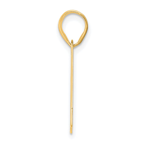 Polished Block Number 61 Charm Pendant in Real 14k Yellow Gold