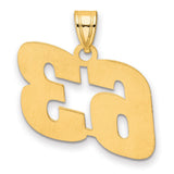 Polished Block Number 63 Charm Pendant in Real 14k Yellow Gold