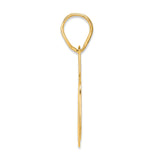 Polished Block Number 66 Charm Pendant in Real 14k Yellow Gold