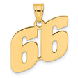 Polished Block Number 66 Charm Pendant in Real 14k Yellow Gold