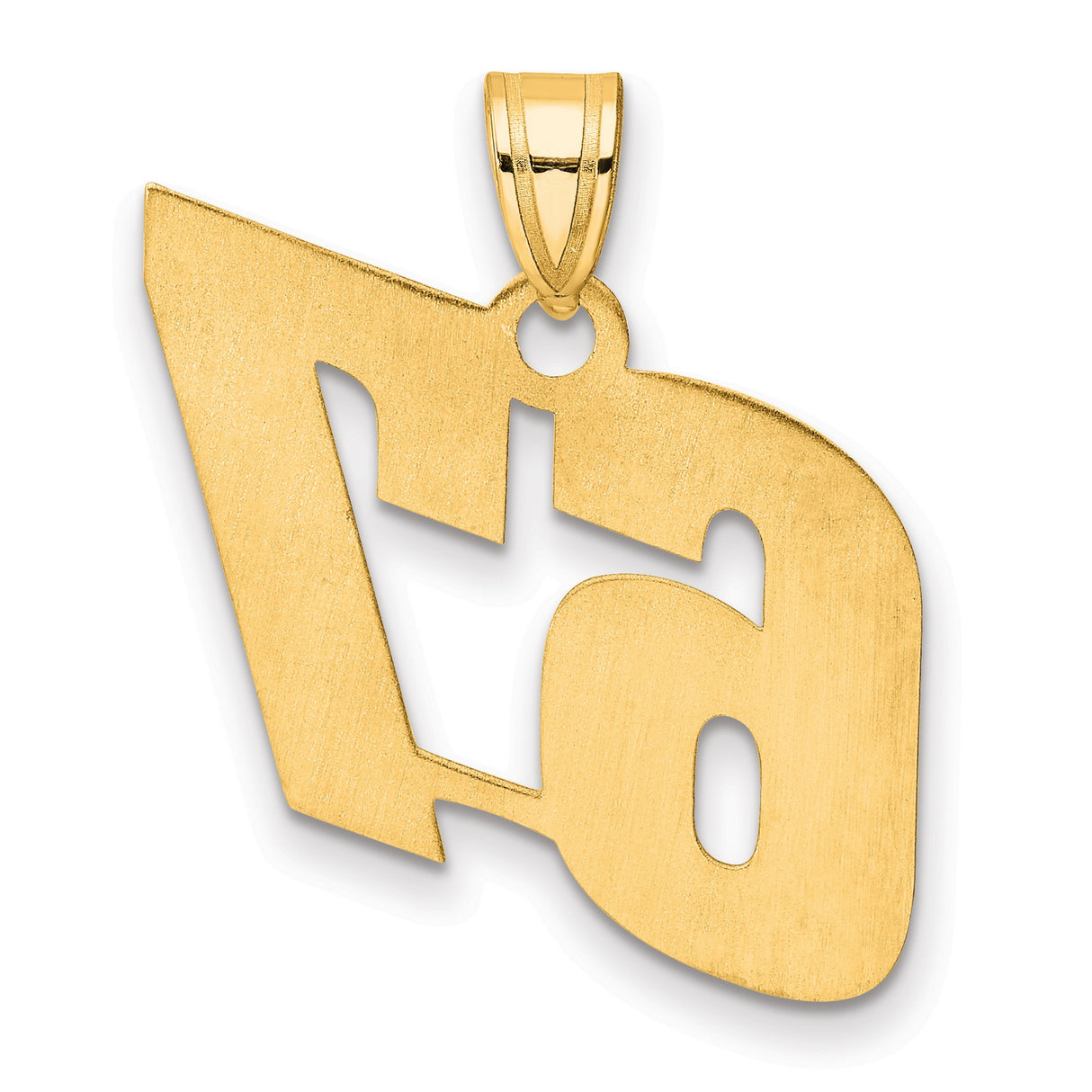 Polished Block Number 67 Charm Pendant in Real 14k Yellow Gold
