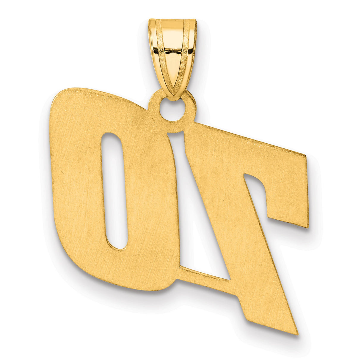Polished Block Number 70 Charm Pendant in Real 14k Yellow Gold
