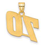 Polished Block Number 70 Charm Pendant in Real 14k Yellow Gold