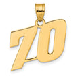 Polished Block Number 70 Charm Pendant in Real 14k Yellow Gold