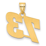 Polished Block Number 73 Charm Pendant in Real 14k Yellow Gold