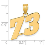Polished Block Number 73 Charm Pendant in Real 14k Yellow Gold