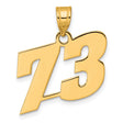 Polished Block Number 73 Charm Pendant in Real 14k Yellow Gold