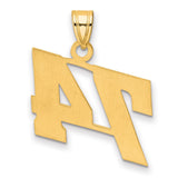 Polished Block Number 74 Charm Pendant in Real 14k Yellow Gold